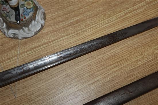 A Victorian officers dress sword and associated scabbard, J. G. Plumb